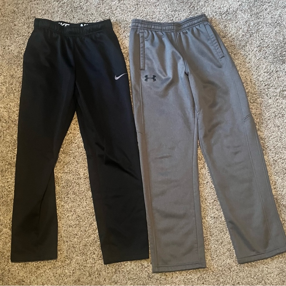 Mens Nike sweat pants & Under Armour Small black & gray athletic pants dri-fit